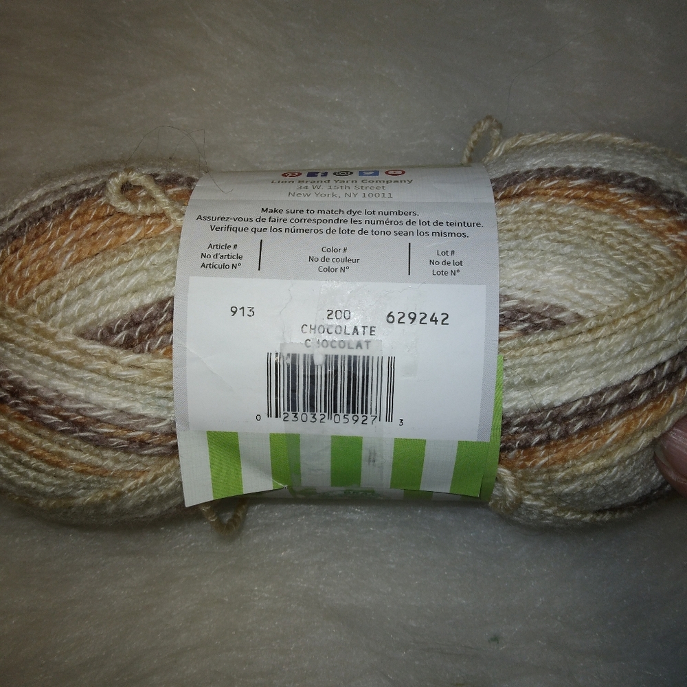 YARN Lion Brand Ice Cream Cotton Blend Yarn, Color Chocolate, 3.5 Ounces - Picture 3 of 6